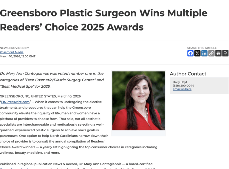 Dr Contogiannis Wins Best Plastic Surgery and Best Medical Spa at Readers Choice